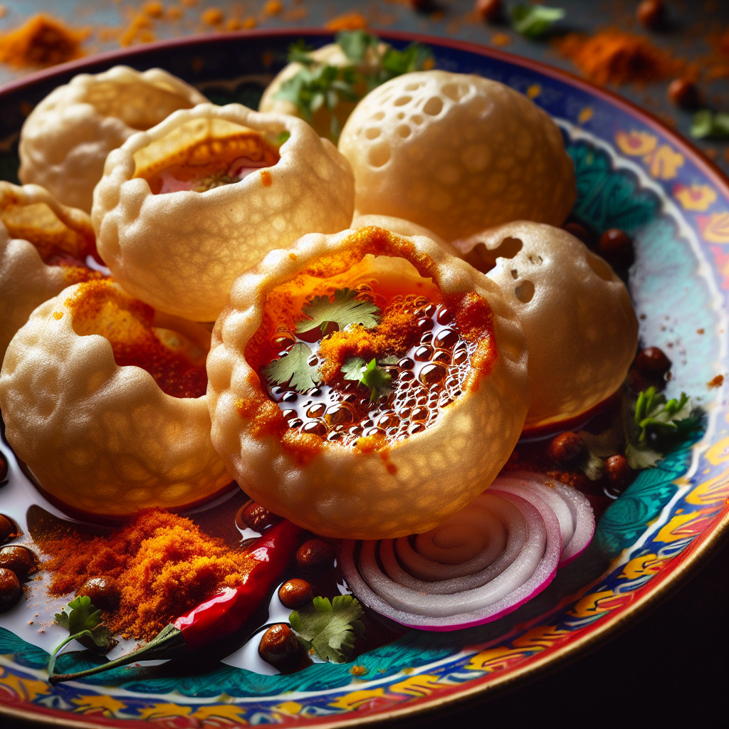 Delicious Pani Puri served in a traditional way